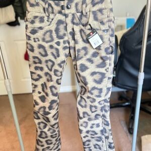 686 Women's Leopard Print Boot Cut Pants in Tan and Black